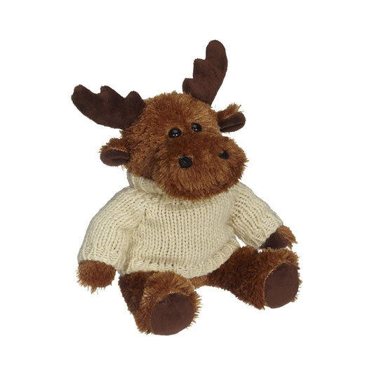 11" Morris Moose W/Hand Knit Embroidered Sweater