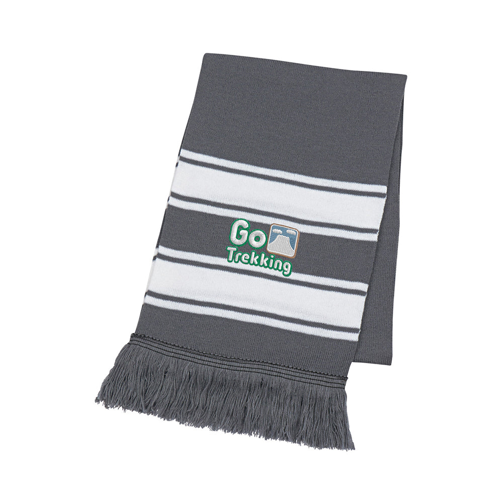 Two-Tone Knit Scarf With Fringe