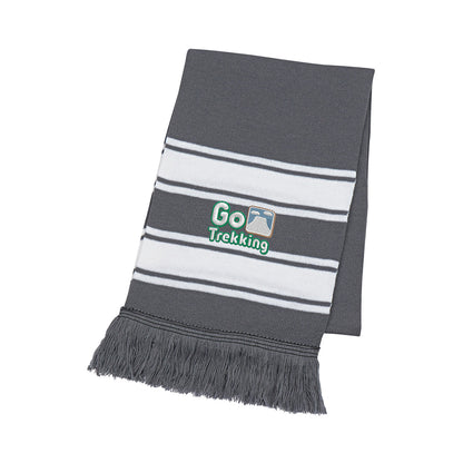 Two-Tone Knit Scarf With Fringe