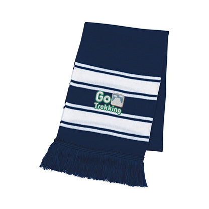 Two-Tone Knit Scarf With Fringe