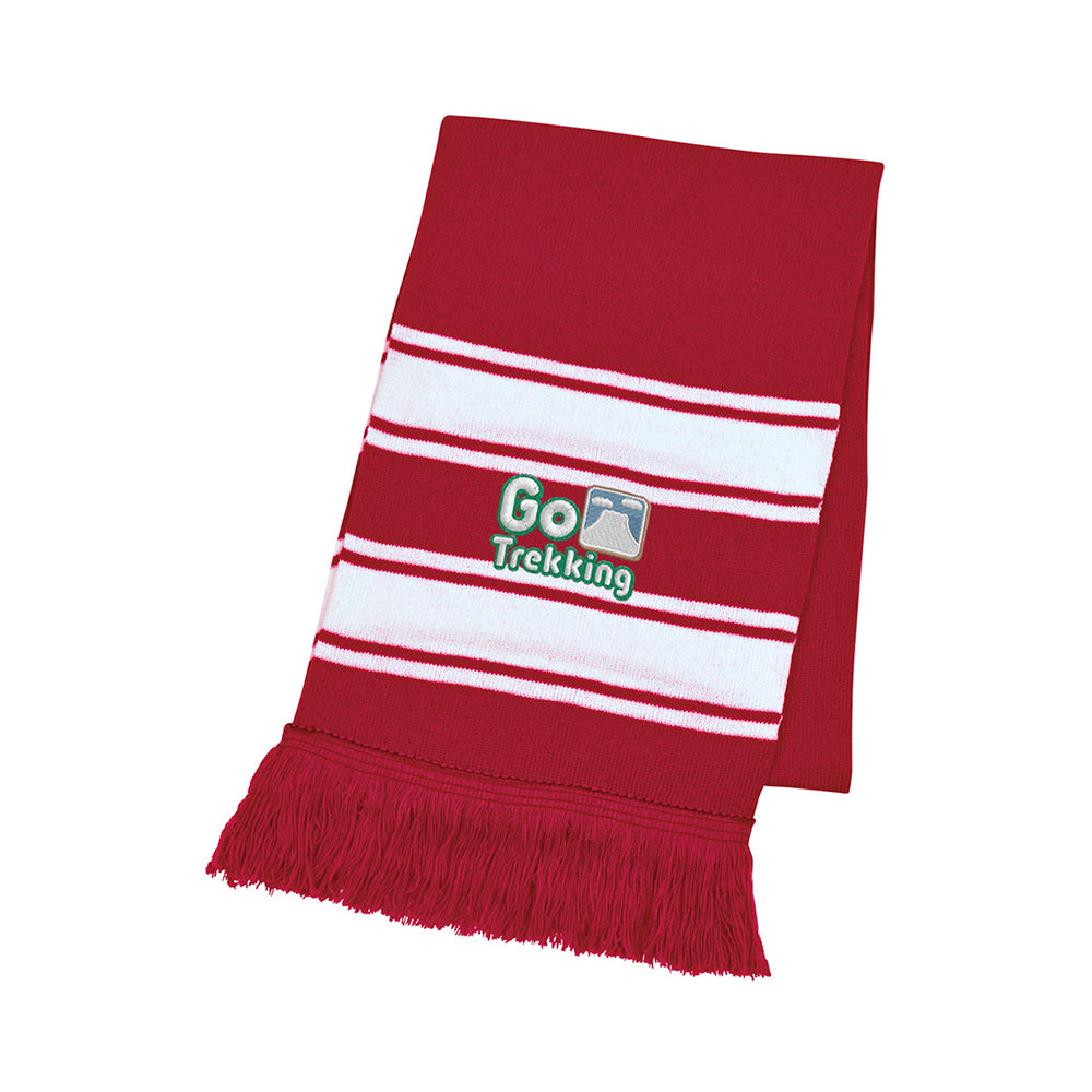 Two-Tone Knit Scarf With Fringe