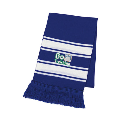Two-Tone Knit Scarf With Fringe