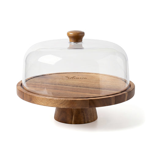 Winslow 2-In-1 Acacia Wood Serving Board With Plastic Dome